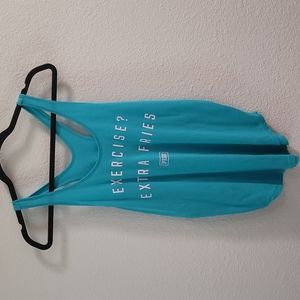 Victoria's Secret PINK Turquoise "Exercise? Extra Fries" Tank Top (S)